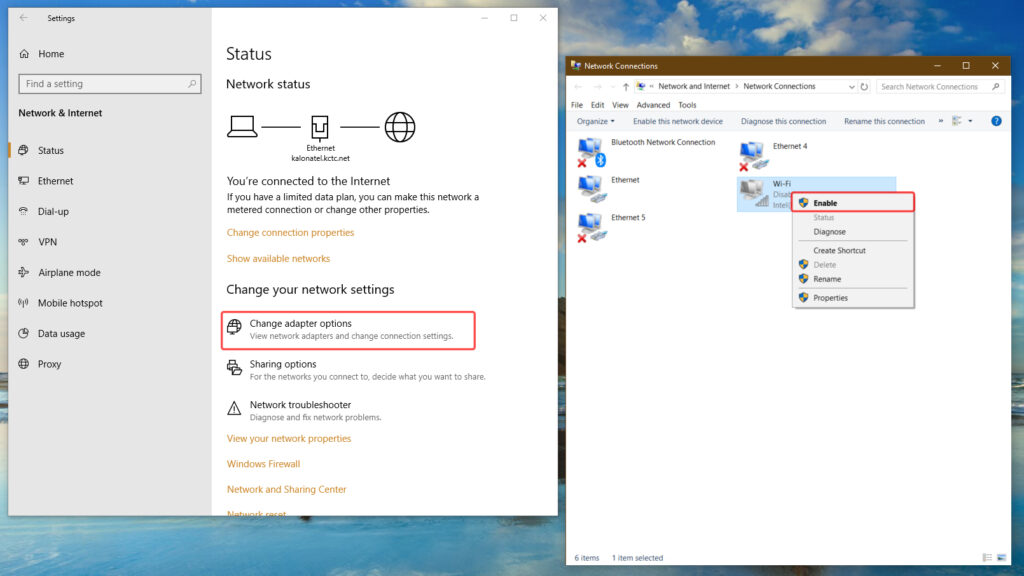 Is your network adapter enabled? | KCTC